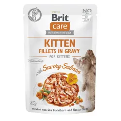 Беззерновий вологий корм для кошенят з лососем Brit Care Cat Fillets in Gravy with Savory Salmon 85 г