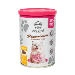 Вологий корм для дорослих котів шматочки в желе з куркою Pet Chef 415 г
