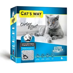 Білий бентонітовий наповнювач із активованим вугіллям CAT'S WAY 6 л (антибактеріальний)