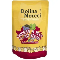 Беззерновий вологий корм для кішок з куркою, яловичиною та дорадо Dolina Noteci Superfood 85 г