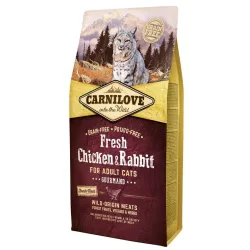 Беззерновий корм для кішок зі свіжим м'ясом курки та кролика Carnilove Fresh Chicken & Rabbit 6 кг