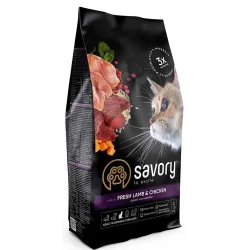 Сухий корм для кастрованих котів зі свіжим м'ясом ягняти та курки Savory 2 кг