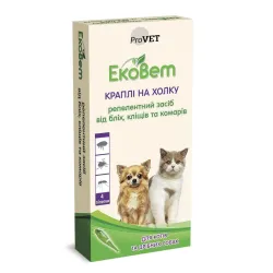 БІО Краплі від бліх та кліщів для котів та малих порід собак ProVET «ЕкоВет» 4 шт/уп