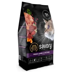 Сухий корм для кастрованих котів зі свіжим м'ясом ягняти та курки Savory 400 г