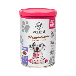 Вологий корм для дорослих собак шматочки в желе з індичкою Pet Chef 415 г
