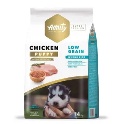 Низькозерновий корм для цуценят усіх порід з куркою і рисом Amity Super Premium Puppy 14 кг