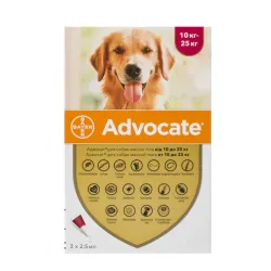 Краплі від бліх кліщів та глистів для собак 10-25 кг Bayer Advocate (Адвокат) 3 шт/уп