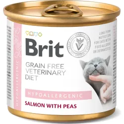 Вологий корм для кішок з харчовою алергією з лососем та горохом Brit VetDiets Hypoallergenic 200 г