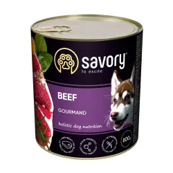 Вологий корм для дорослих всіх порід собак з яловичиною Savory 800 г