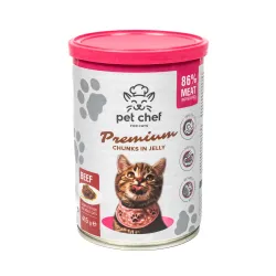 Вологий корм для дорослих котів шматочки в желе з яловичиною Pet Chef 415 г