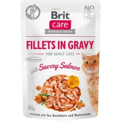 Беззерновий вологий корм для котів з філе лосося в соусі Brit Care Cat pouch 85 г