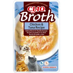 Вологий корм для котів з тушкованою куркою та тунцем в бульйоні Inaba CIAO Broth 40 г