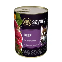 Вологий корм для дорослих всіх порід собак з яловичиною Savory 400 г
