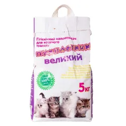 Бентонітовий наповнювач для котячого туалету великий Пухнастики 4 шт*5 кг (без запаху)