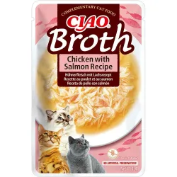 Вологий корм для котів з тушкованою куркою та лососем в бульйоні Inaba CIAO Broth 40 г