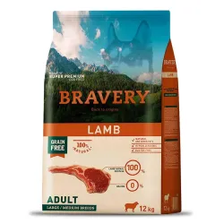 Беззерновий корм для собак середніх і великих порід з ягням Bravery Dog Lamb Adult Large/Medium Breeds 12 кг