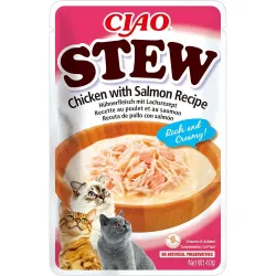 Вологий корм для котів з тушкованою куркою та лососем Inaba CIAO Stew 40 г