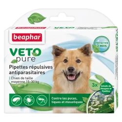 БІО Каплі від бліх і кліщів для собак вагою 15-30 кг Beaphar Veto pure 3 шт/уп