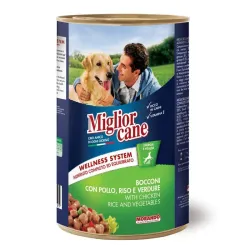 Вологий корм для собак зі шматочками курки, рисом та овочами Migliorcane 1250 г