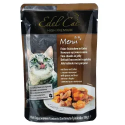 Вологий корм для кішок з гускою та печінкою в желе Edel Cat pouch 100 г