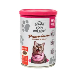 Вологий корм для дорослих котів шматочки в желе М'ясний мікс Pet Chef 415 г
