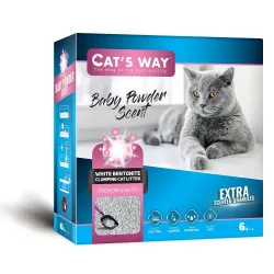 Білий бентонітовий наповнювач із ароматом дитячої присипки CAT'S WAY 6 л