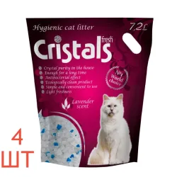 Наповнювач силікагелевий для котячого туалету з лавандою CRISTALS Fresh 4 шт*7,2 л