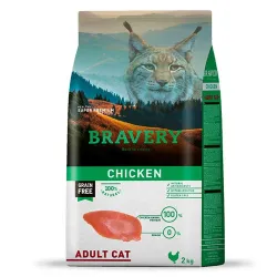 Беззерновий корм для котів схильних до алергії з куркою BRAVERY Chicken Adult Cat 2 кг