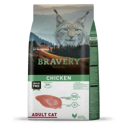 Беззерновий корм для котів схильних до алергії з куркою BRAVERY Chicken Adult Cat 600 г