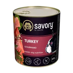 Вологий корм для дорослих собак всіх порід з індичкою Savory 800 г