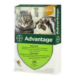 Краплі від бліх для кішок до 4 кг Bayer Advantage (Адвантейдж) 4 шт/уп