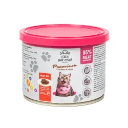 Вологий корм для дорослих котів шматочки в желе М'ясний мікс Pet Chef 200 г