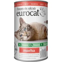 Вологий корм для котів шматочки в желе з яловичиною EuroCat Beef 415 г