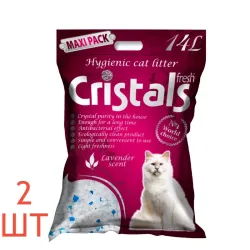 Наповнювач силікагелевий для котячого туалету з лавандою CRISTALS Fresh 2 шт*14 л
