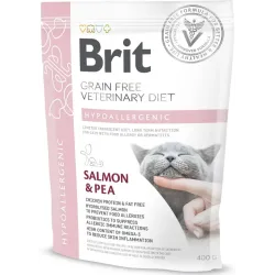 Беззерновий корм для котів при харчовій алергії з лососем Brit GF Veterinary Diet Hypoallergenic 400 г