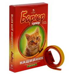 Нашийник від бліх та кліщів для котів Продукт Бар'єр Супер 35 см (жовто-червоний)