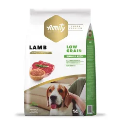 Низькозерновий корм для собак усіх порід з ягням і рисом Amity Super Premium Lamb 14 кг