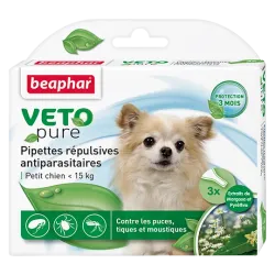 БІО Каплі від бліх і кліщів для собак вагою до 15 кг Beaphar Veto pure 3 шт/уп