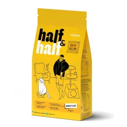 Сухий корм для дорослих котів з яловичиною Half&Half 2 кг